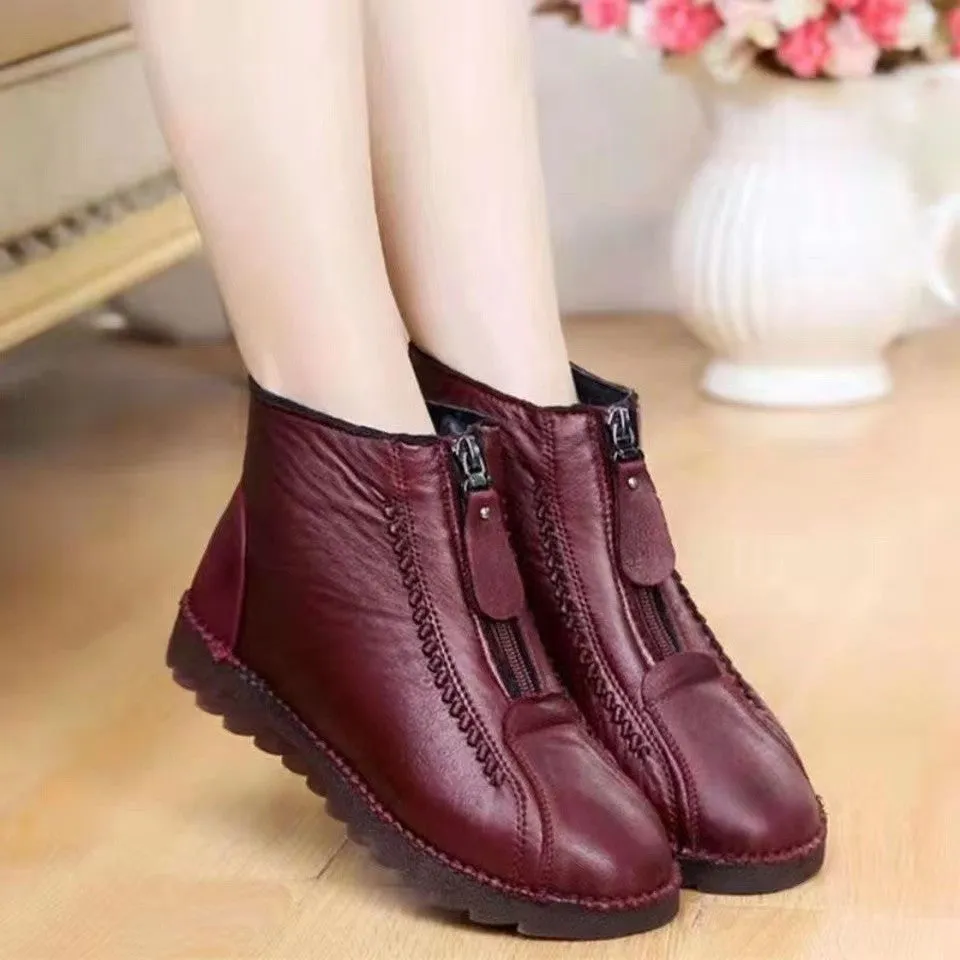 Ankle Boots Women Warm Winter Snow Boots Zipper Flat Shoes