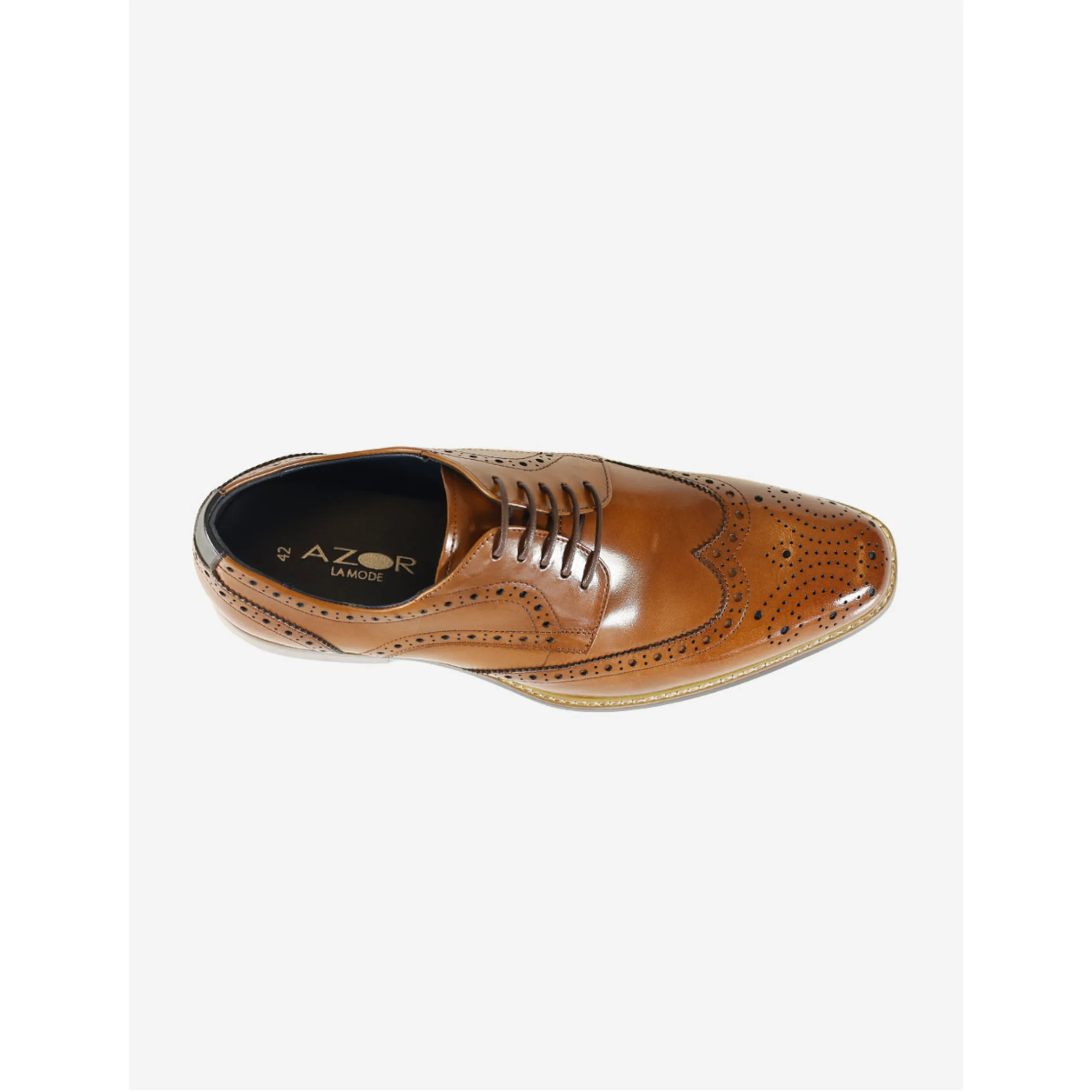 AZOR LA MODE Venezia Men's Leather Brogues - Tan