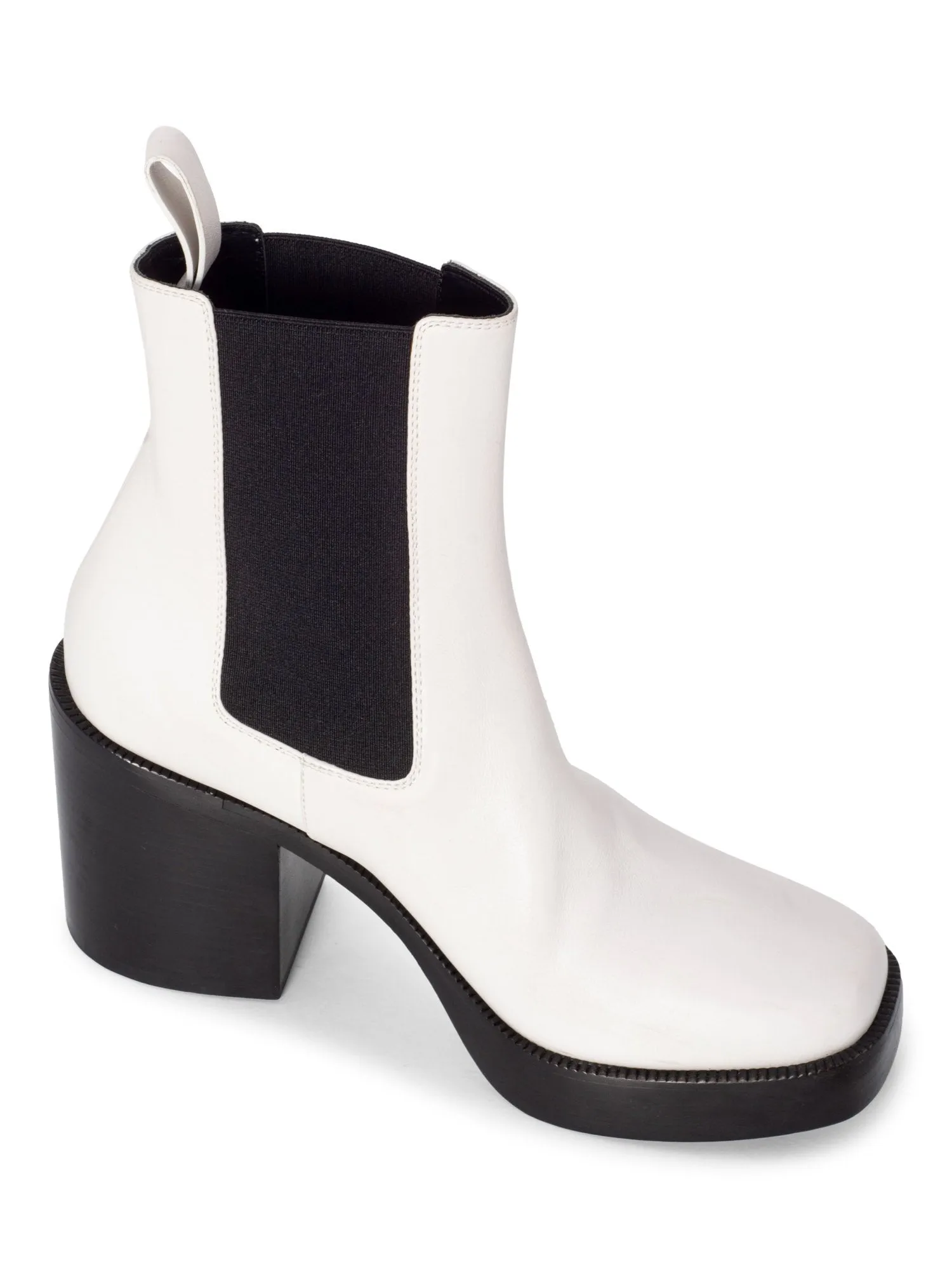 Balenciaga Leather Platform Ankle Boots White Black