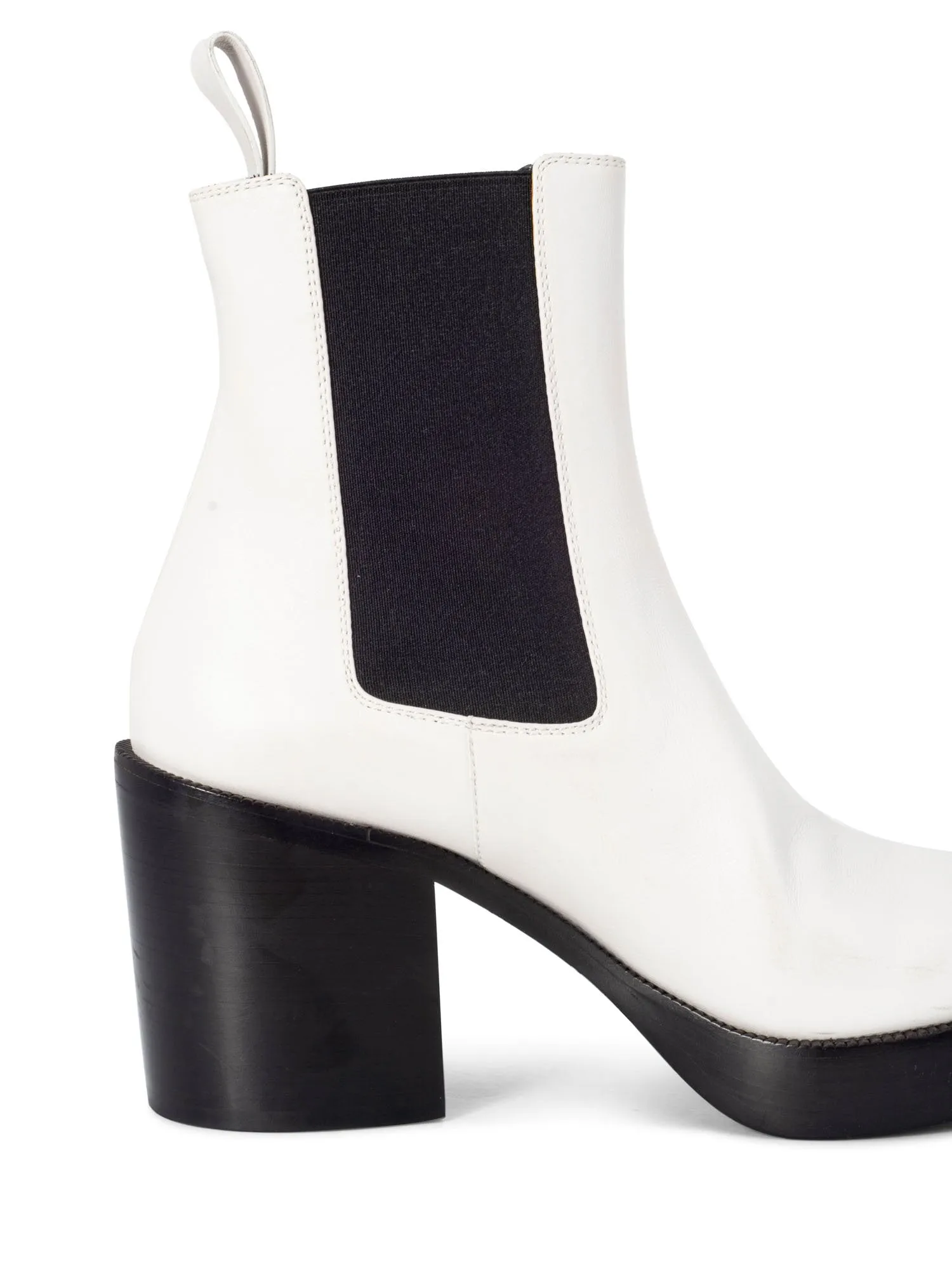 Balenciaga Leather Platform Ankle Boots White Black