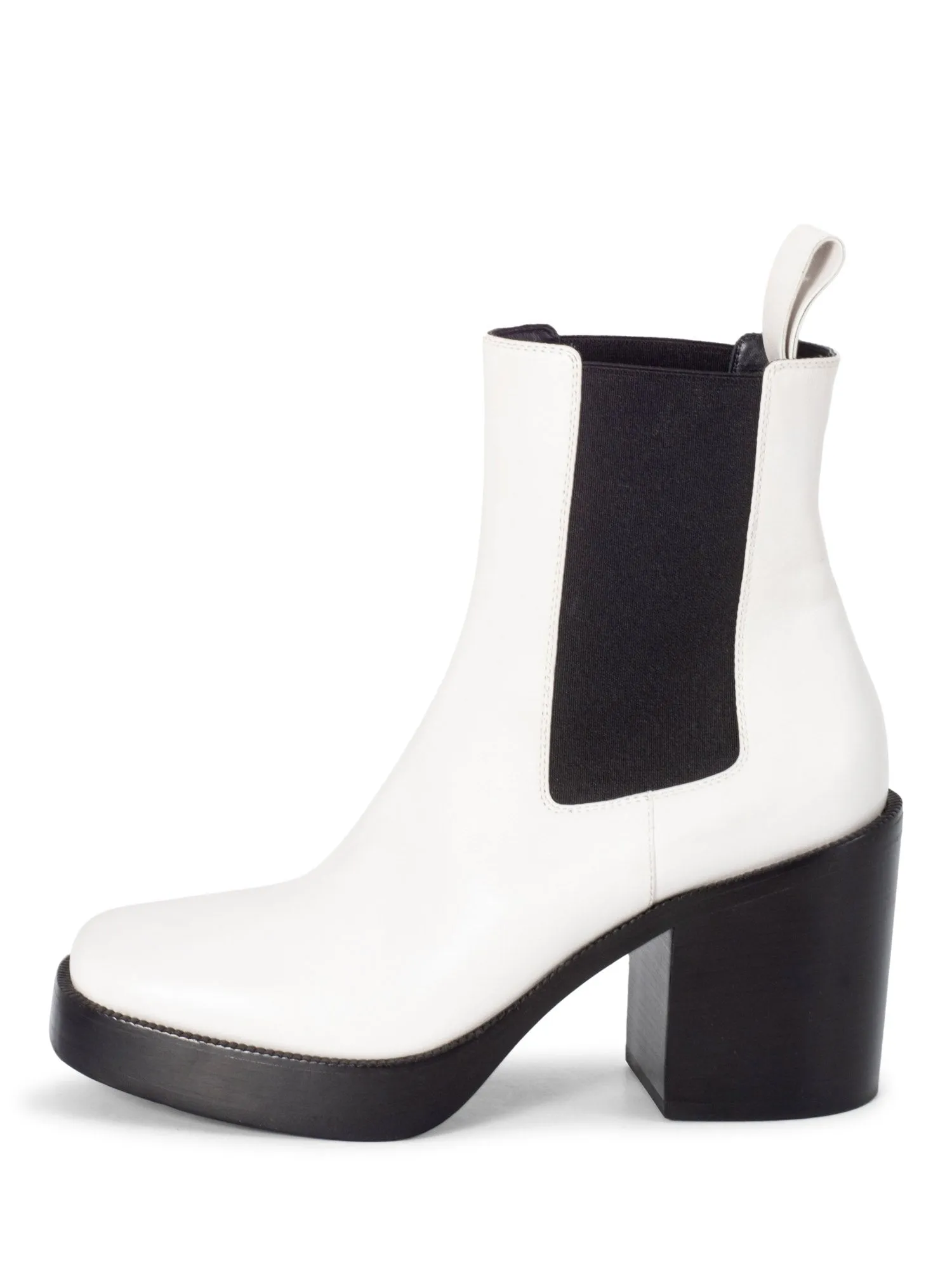 Balenciaga Leather Platform Ankle Boots White Black