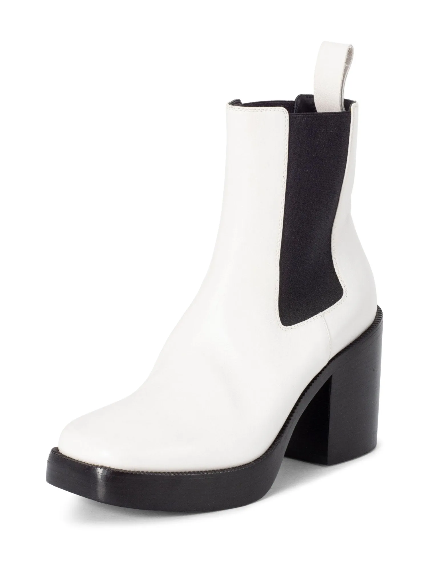 Balenciaga Leather Platform Ankle Boots White Black