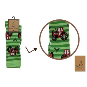 Bartleby 6-3 Green Little Tractor Children's Welly Sock