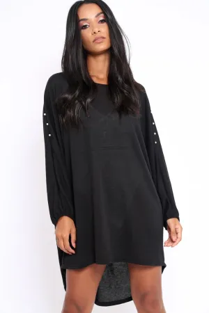 Black Pearl Detail Jumper Dress - Ammi