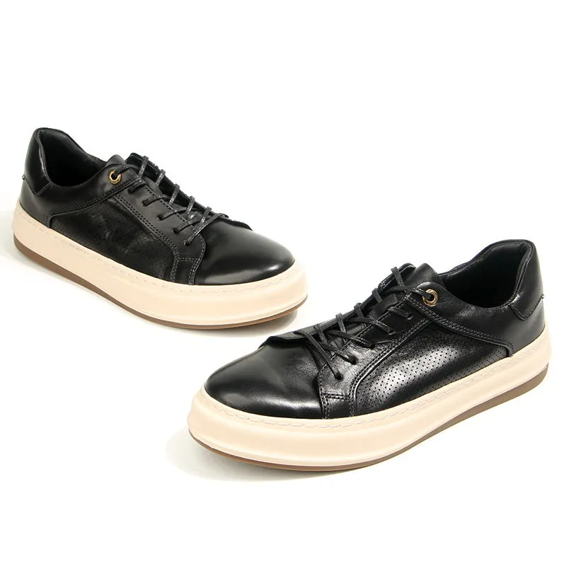 ChicLuxe Leather Lace-Up Casual Shoes