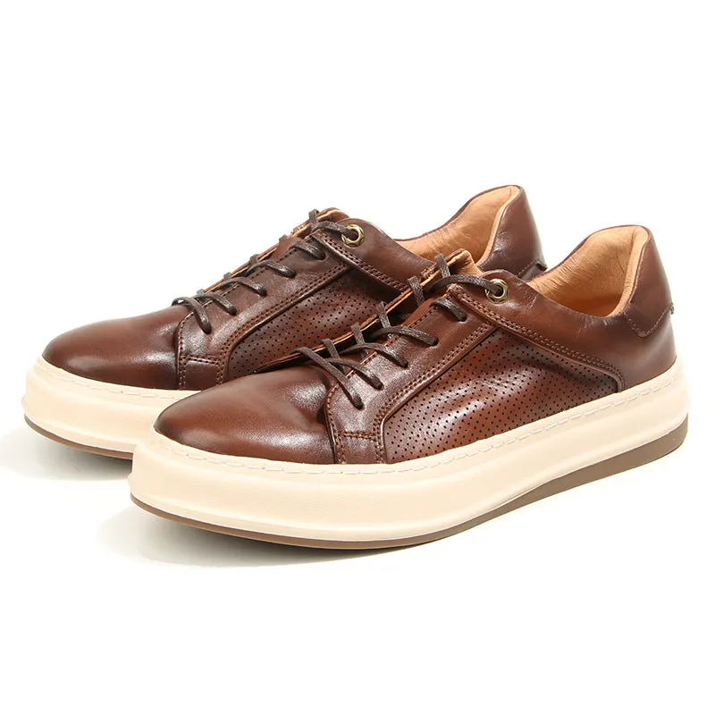 ChicLuxe Leather Lace-Up Casual Shoes