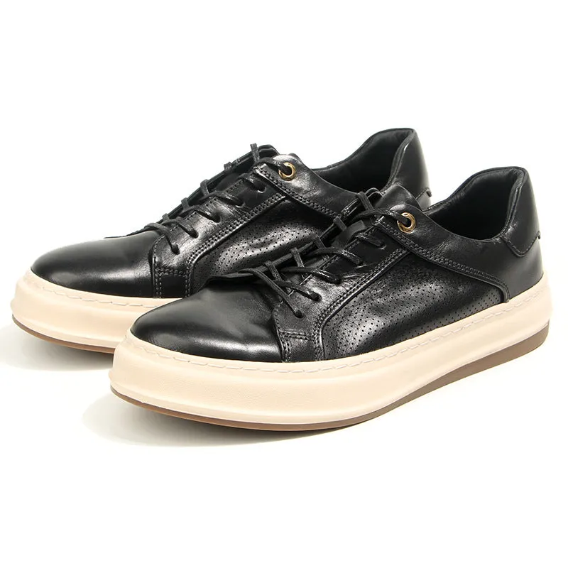 ChicLuxe Leather Lace-Up Casual Shoes