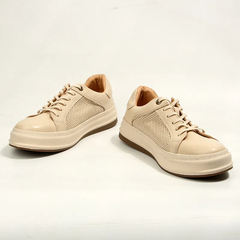 ChicLuxe Leather Lace-Up Casual Shoes