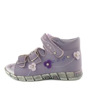 D.D. Step Girls Sandals Purple With Flowers - Supportive Leather Shoes From Europe Kids Orthopedic