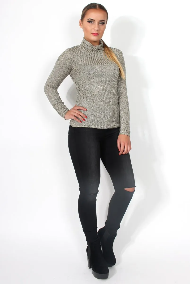 Fallon Grey Turtle Neck Top