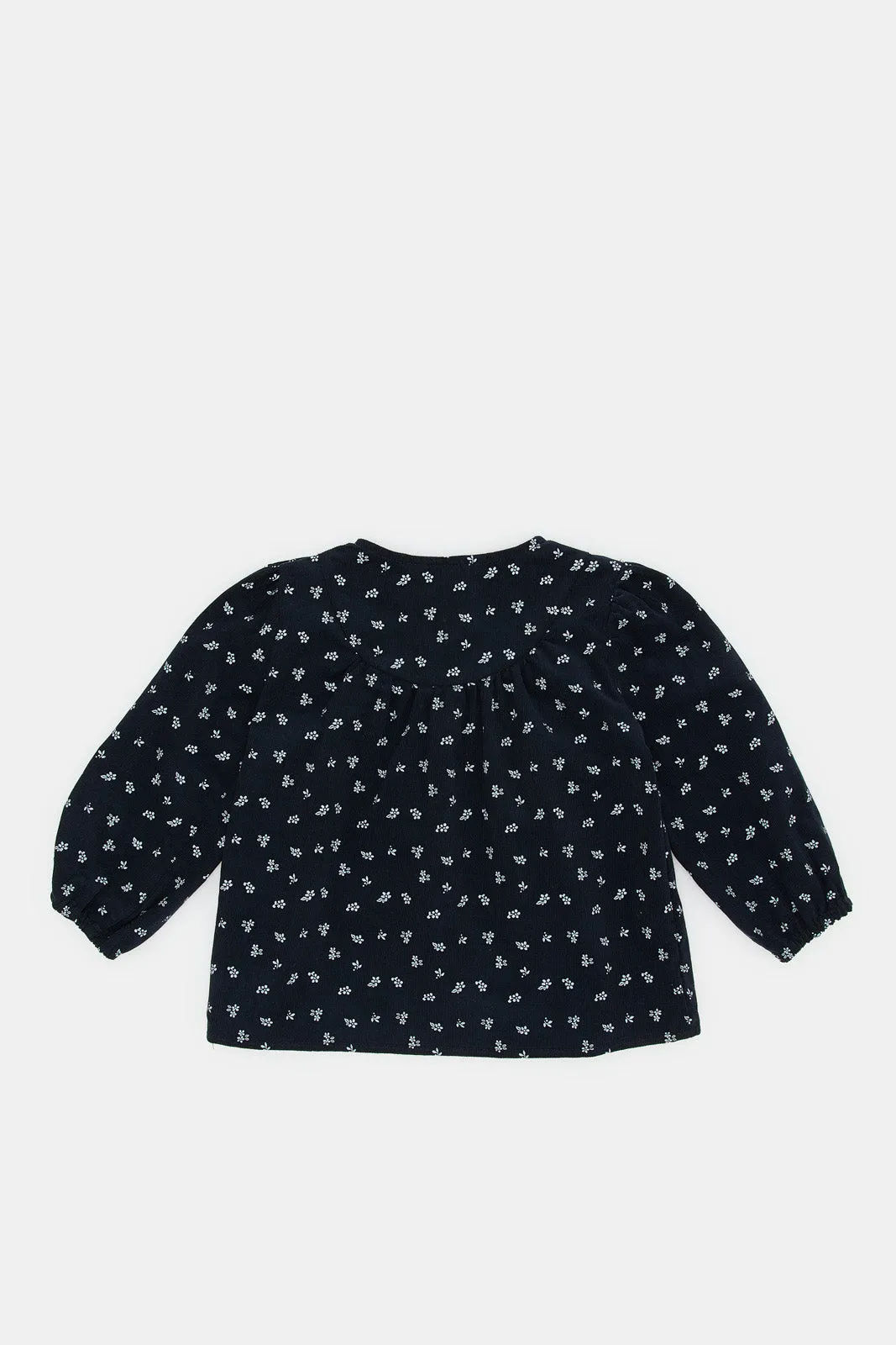 Infant Girls Navy Front Buttoned Printed Blouse