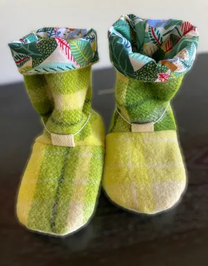 Kids Upcycled Wool Tie Back Boots size 11