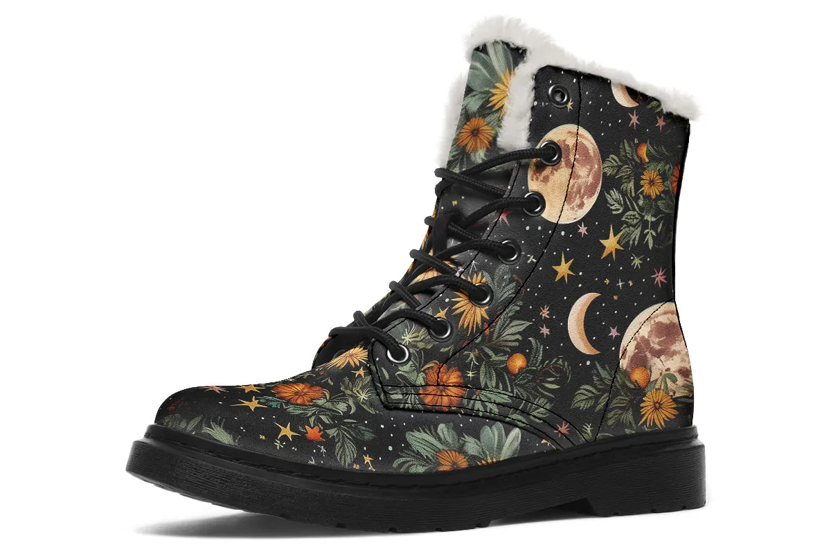 Lunar Meadow Winter Boots - Warm Micro-Suede Doc-Style Boots Lined with Vegan Wool