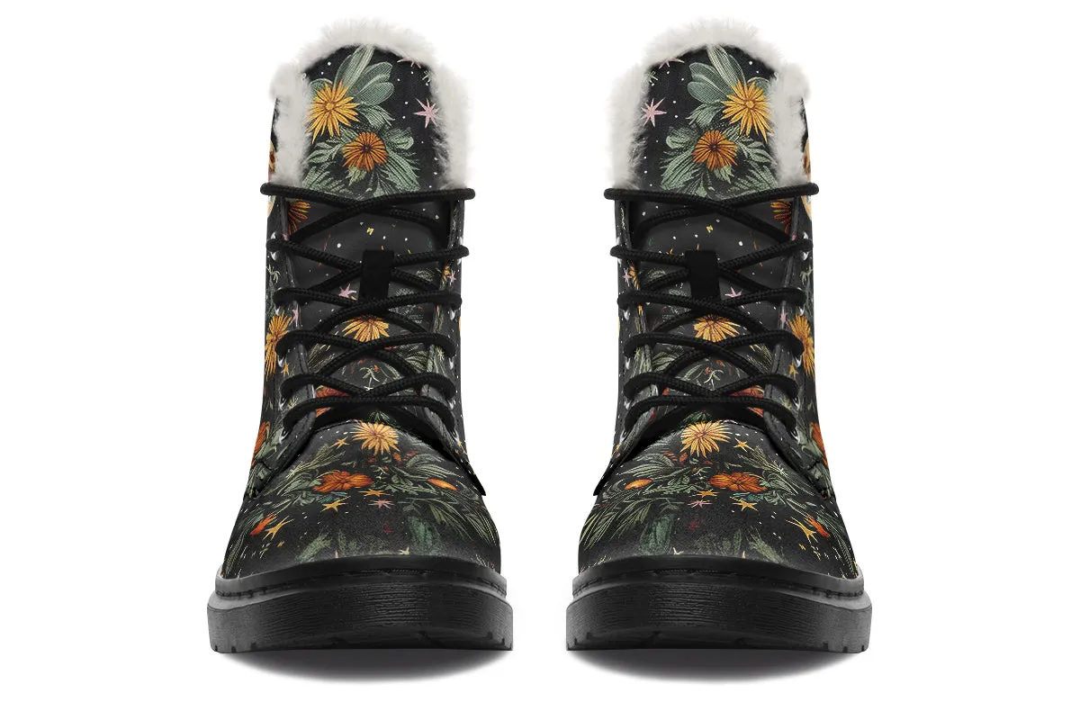 Lunar Meadow Winter Boots - Warm Micro-Suede Doc-Style Boots Lined with Vegan Wool