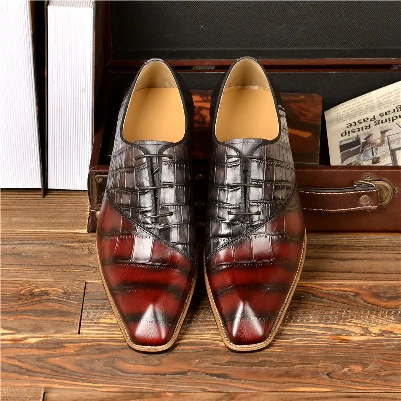 LuxeCroco Exquisite Crocodile Texture Oxford Dress Shoes