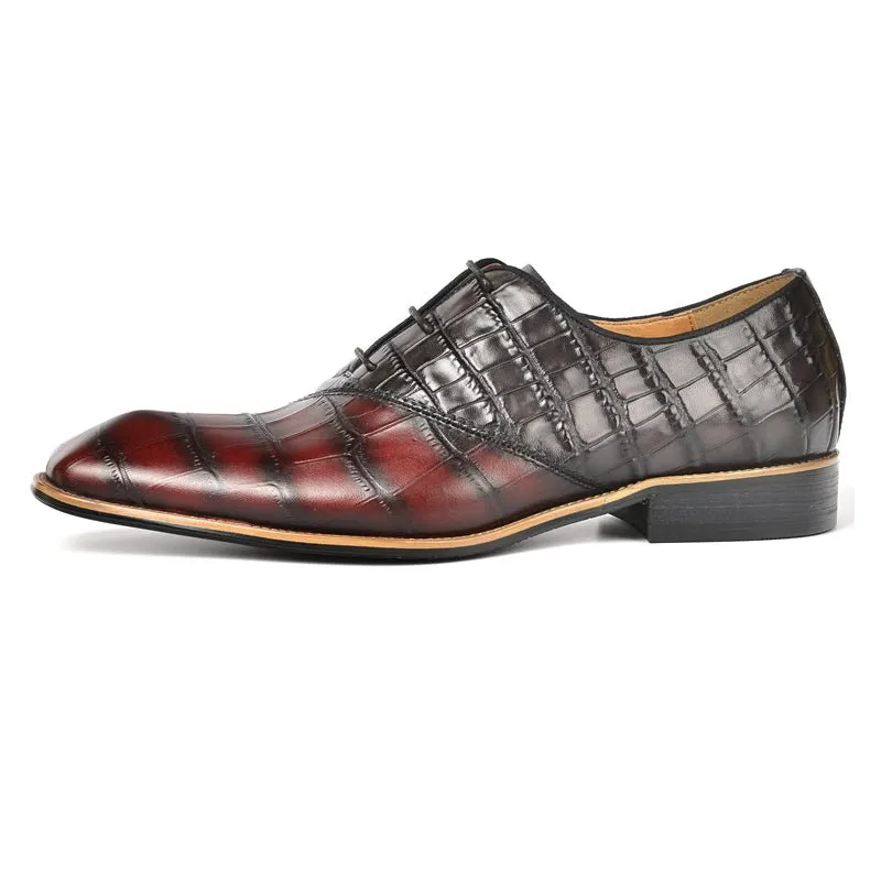 LuxeCroco Exquisite Crocodile Texture Oxford Dress Shoes