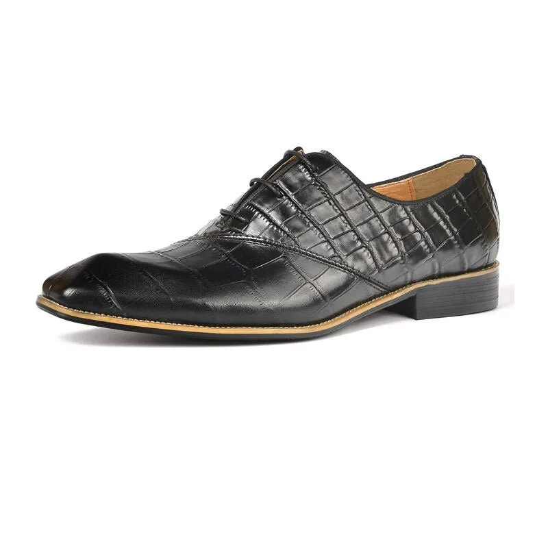 LuxeCroco Exquisite Crocodile Texture Oxford Dress Shoes