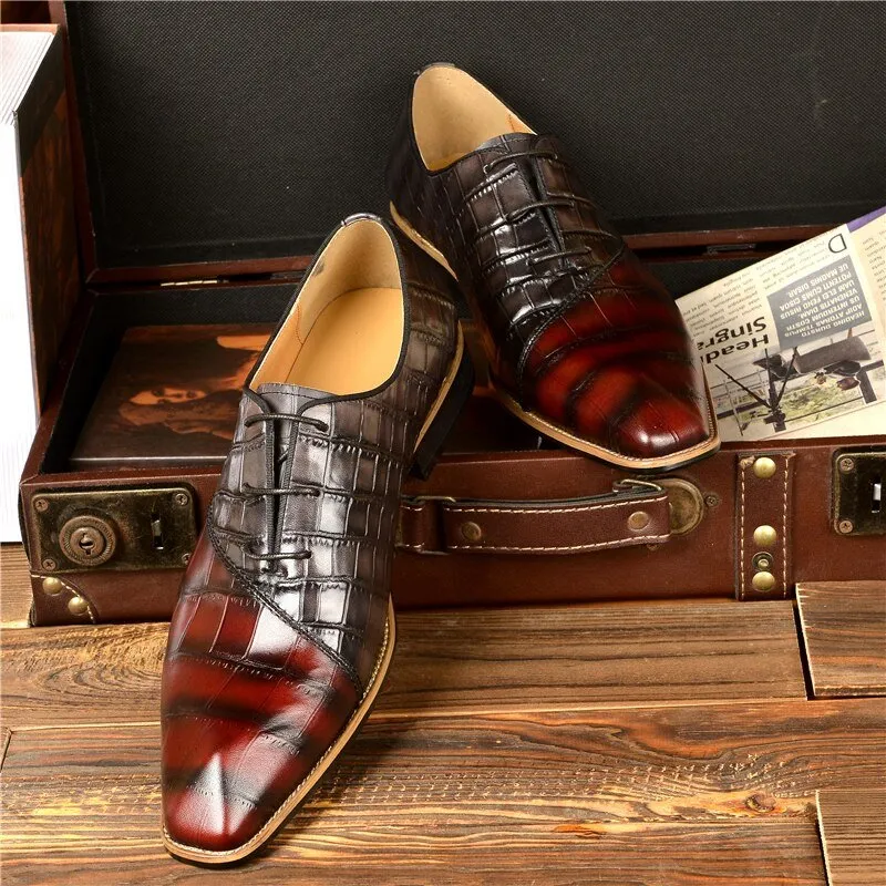 LuxeCroco Exquisite Crocodile Texture Oxford Dress Shoes