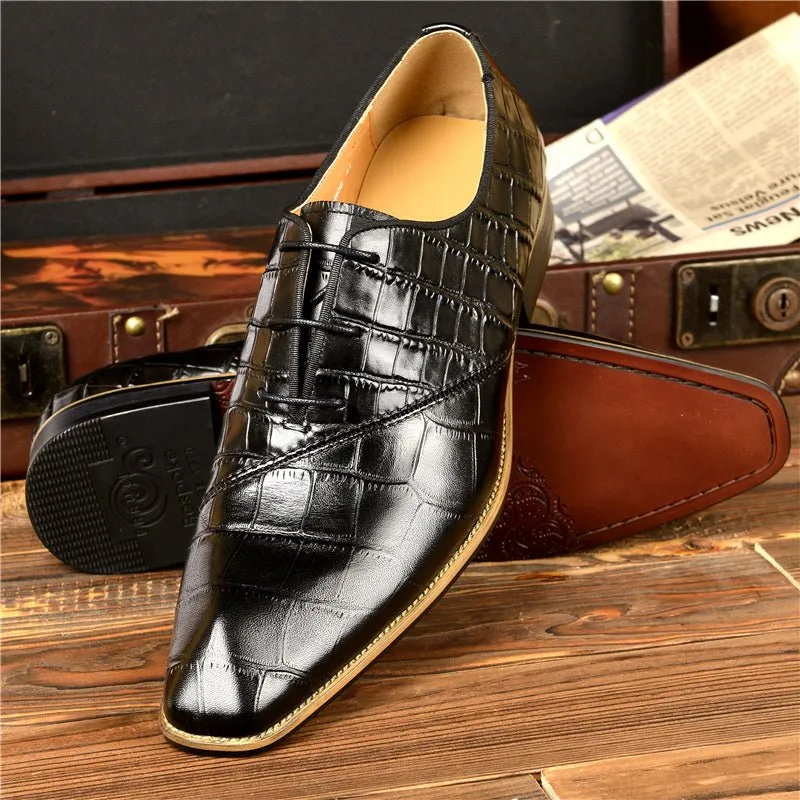 LuxeCroco Exquisite Crocodile Texture Oxford Dress Shoes