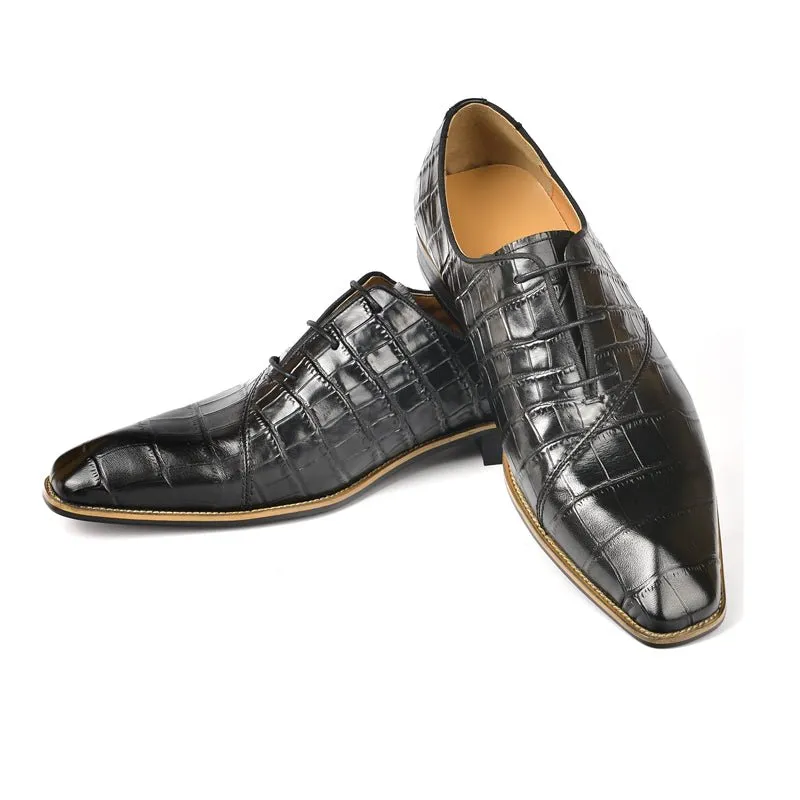 LuxeCroco Exquisite Crocodile Texture Oxford Dress Shoes