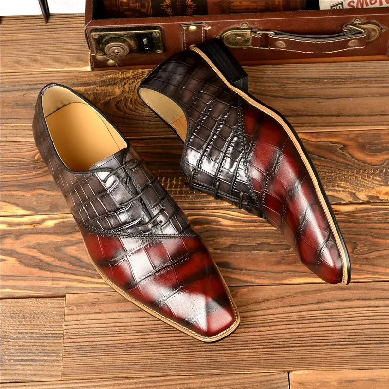 LuxeCroco Exquisite Crocodile Texture Oxford Dress Shoes