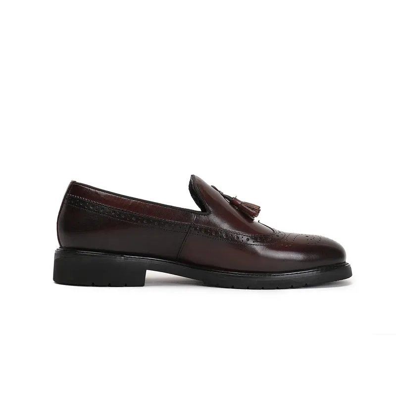 LuxeLeather Exotic Slip-On Brogue Shoes