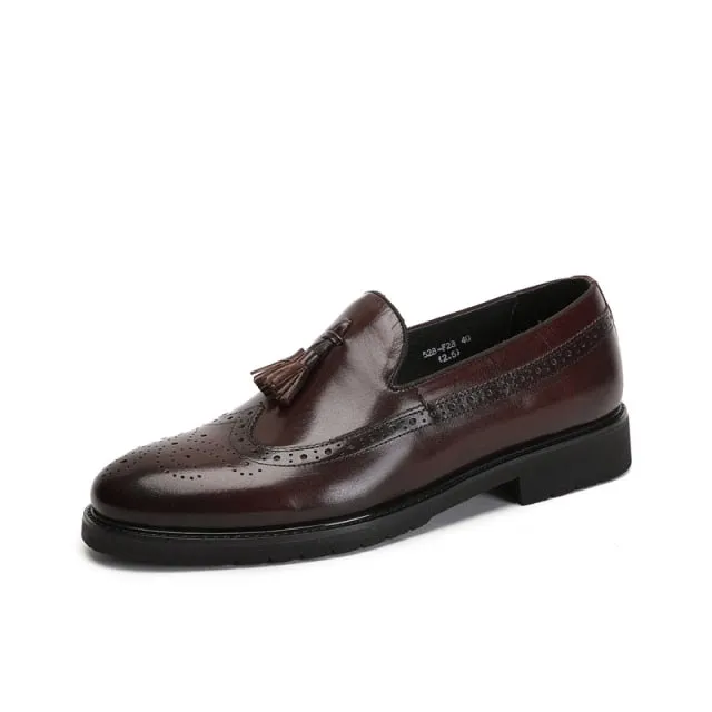 LuxeLeather Exotic Slip-On Brogue Shoes