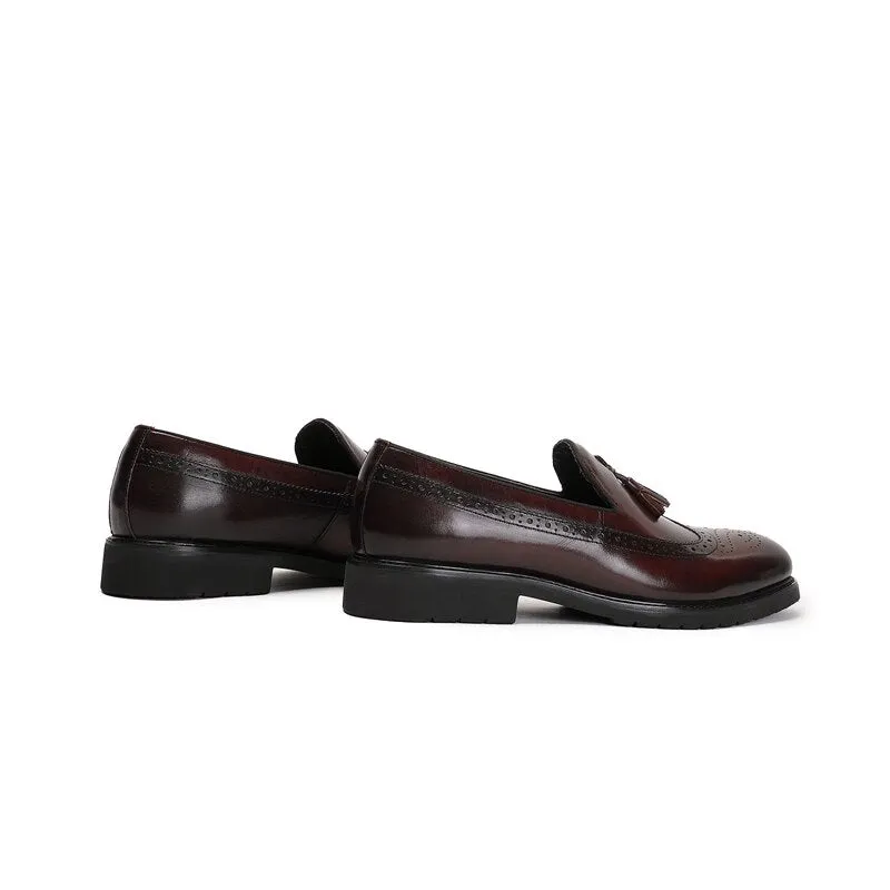 LuxeLeather Exotic Slip-On Brogue Shoes