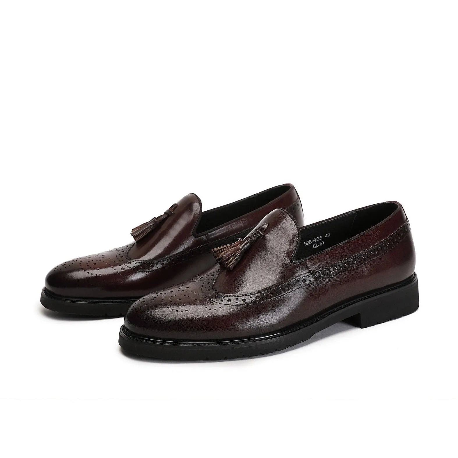 LuxeLeather Exotic Slip-On Brogue Shoes