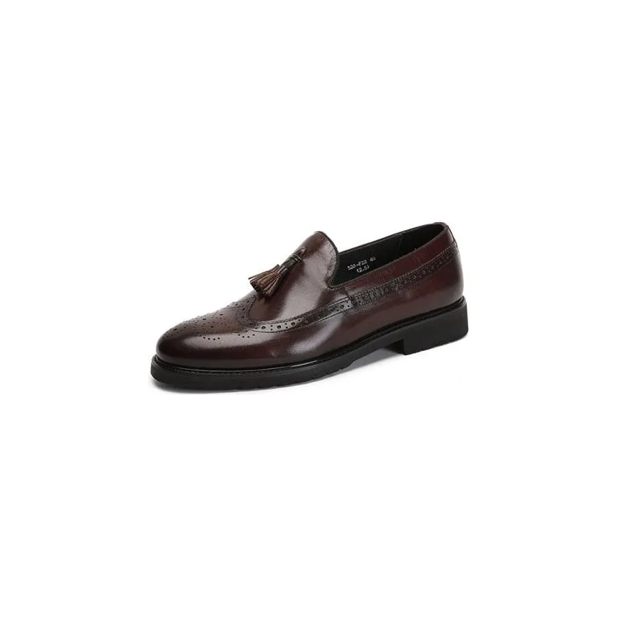 LuxeLeather Exotic Slip-On Brogue Shoes