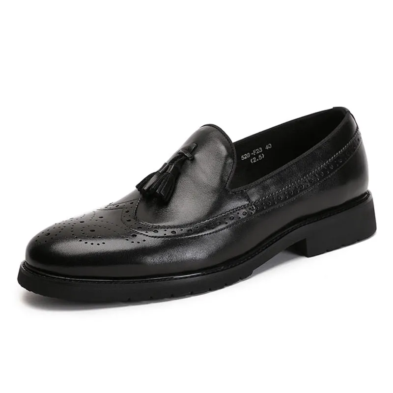 LuxeLeather Exotic Slip-On Brogue Shoes