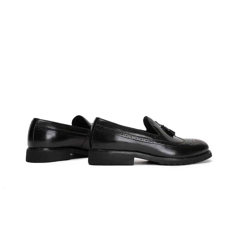 LuxeLeather Exotic Slip-On Brogue Shoes