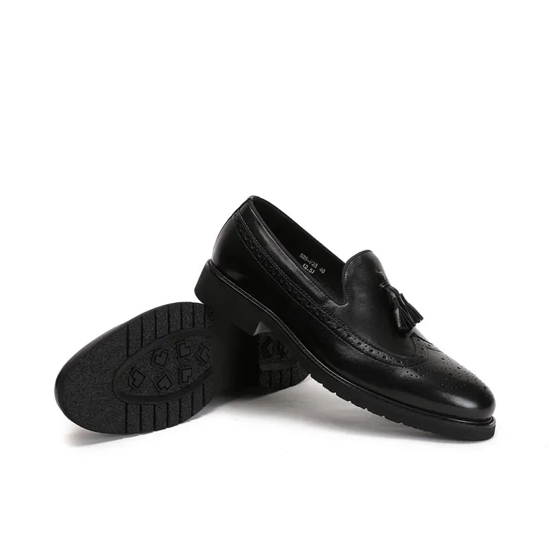 LuxeLeather Exotic Slip-On Brogue Shoes