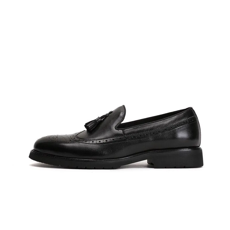 LuxeLeather Exotic Slip-On Brogue Shoes