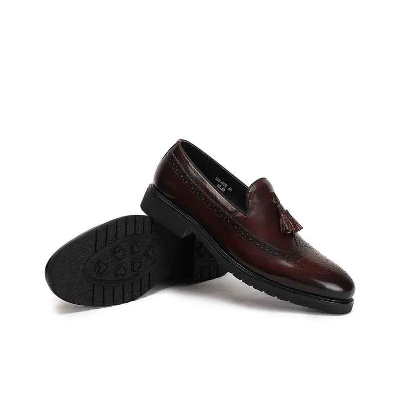 LuxeLeather Exotic Slip-On Brogue Shoes