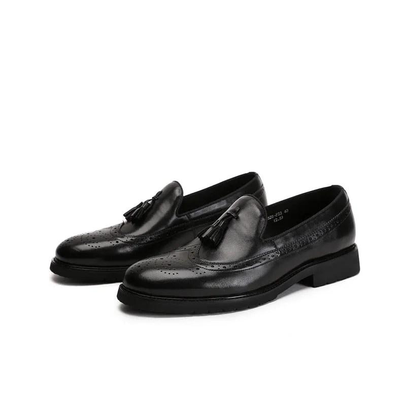 LuxeLeather Exotic Slip-On Brogue Shoes