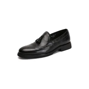 LuxeLeather Exotic Slip-On Brogue Shoes