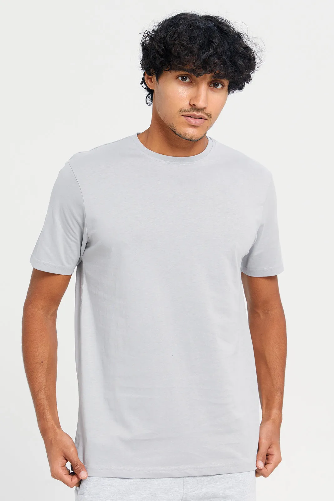 Men Grey Basic T-Shirt