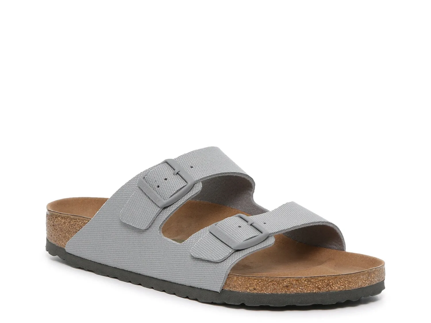 Men's Birkenstock Arizona flip-flops with fabric upper, gray