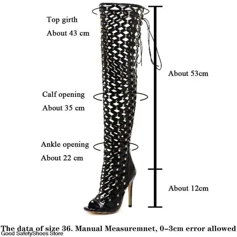 Over the Knee Boots for Women - Sexy Lace Up Heels - Fish Net boots