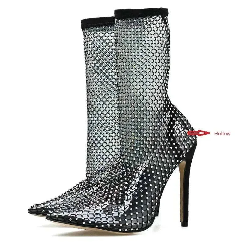 Over the Knee Boots for Women - Sexy Lace Up Heels - Fish Net boots