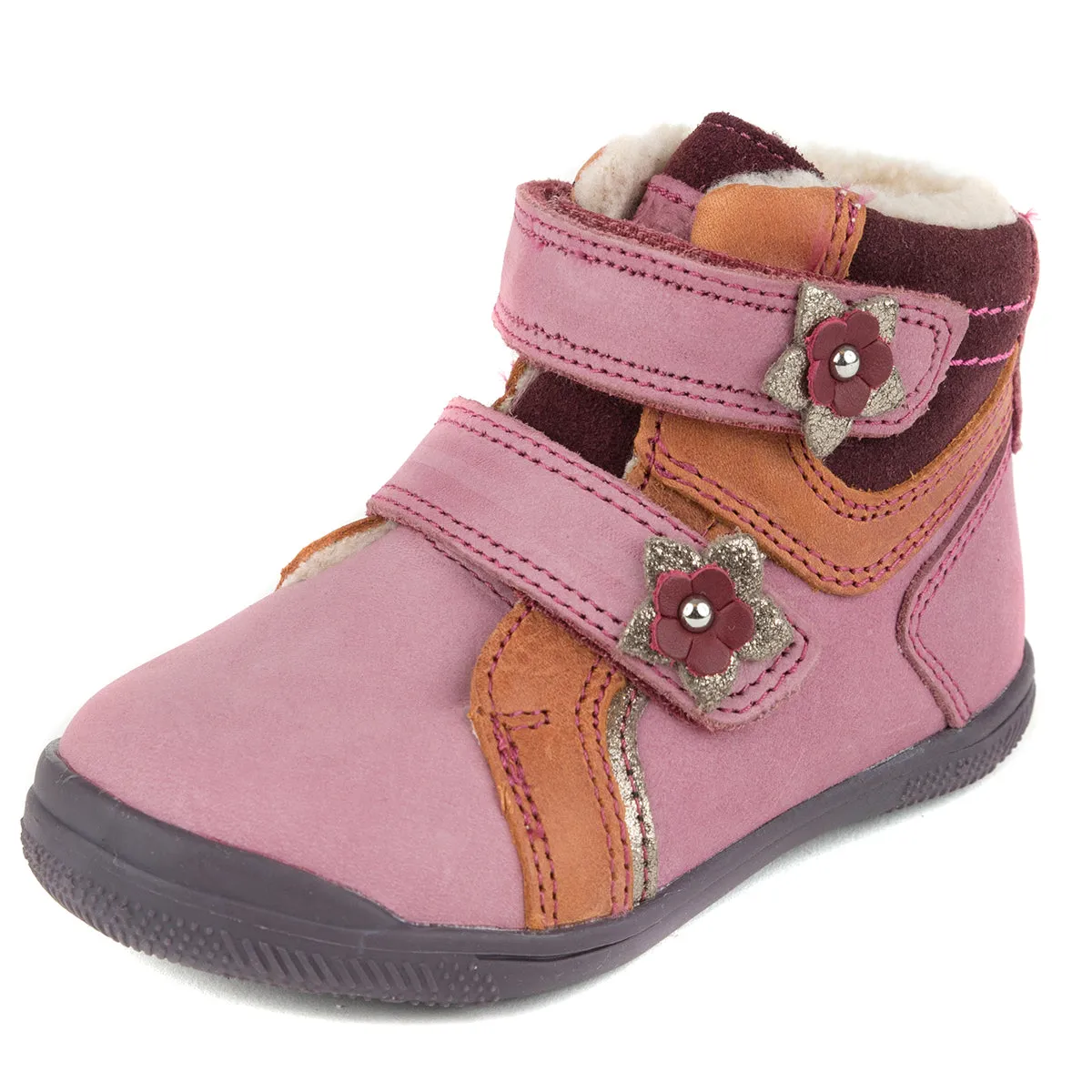 Ponte20 little kid girl supinated insulated boots pink with orange stripe and flowers size US 6-10