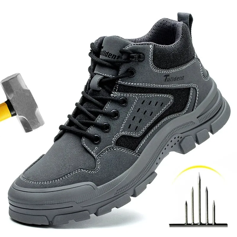 Safety Men with Steel Toe Cap Anti-Smash Work Sneakers Light Puncture-Proof Indestructible Shoes