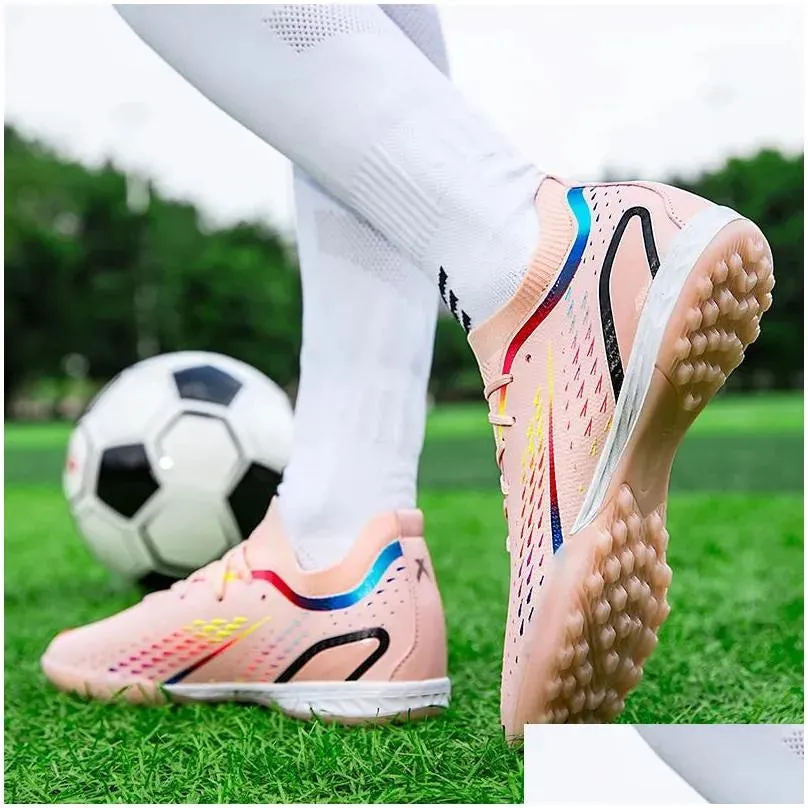 Soccer Shoes Fg/Tf Mens And Womens Outdoor Lawn Training Non-Slip Football Super Durable 240607 Drop Delivery Accessories Sports Dhblt