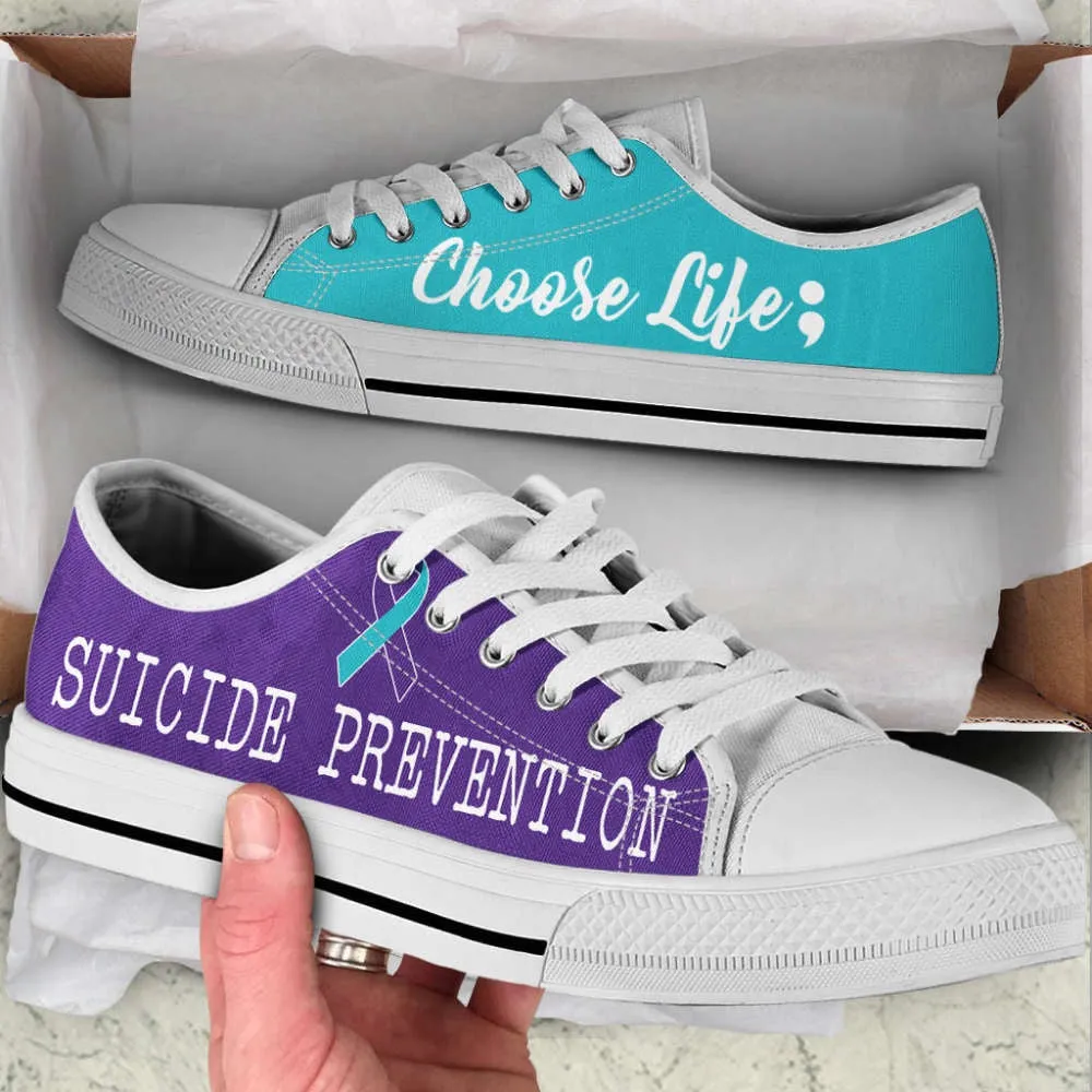 Suicide Prevention Shoes Choose Life Low Top Shoes Canvas Shoes, Low Top Sneaker, Low Top Canvas Shoes