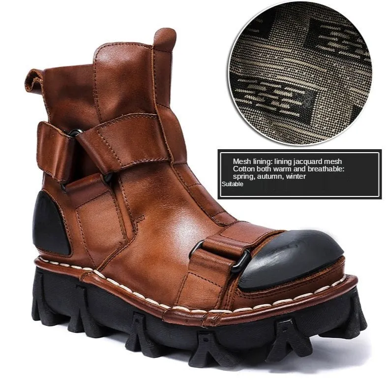 TEEK - Italian Dot Pot Strapped Desert Motorcycle Boots