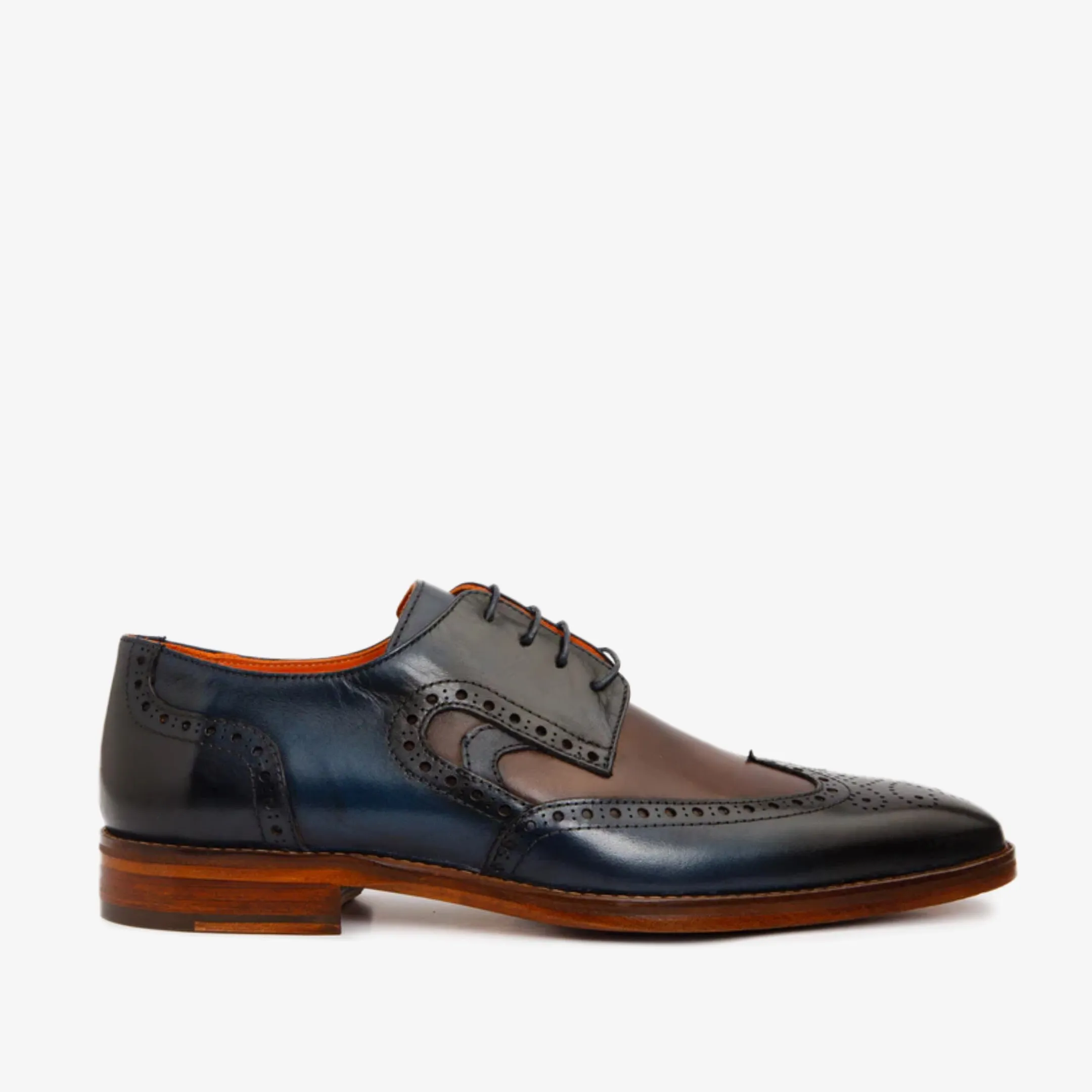 The Neiva Navy/Brown Wingtip Semi Brogue Derby Men  Shoe