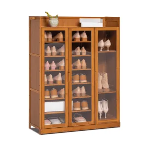 timeless Bamboo Shoes Cabinet, 9 Tiers 45 Pairs Storage Shoes Rack, Brown, for Home Entryway