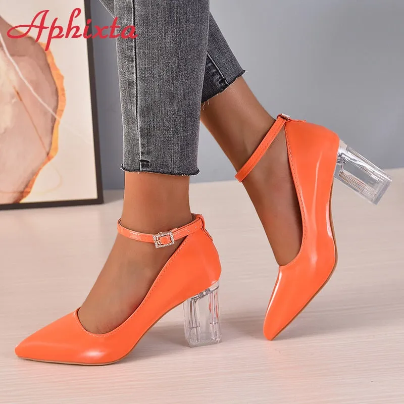 Trendy Pointed Toe Mary Jane Pearl Chain Heel Shoes