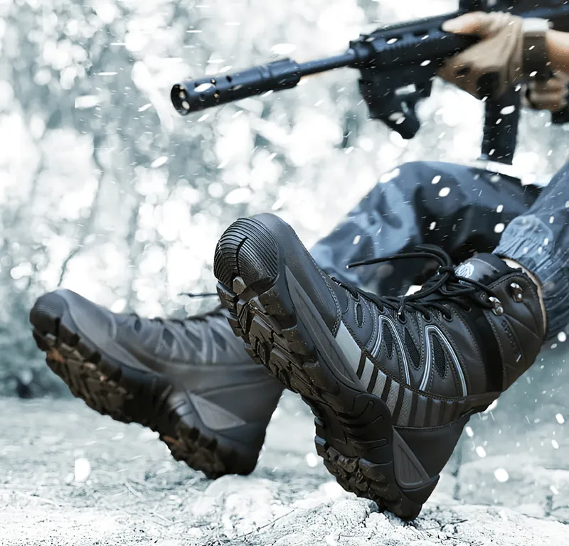 Waterproof Leather Anti-Slip Military Snow Boots with Warm Plush Inside - SF0804